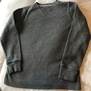 Gray Lands End Boys Waffle Knit crew